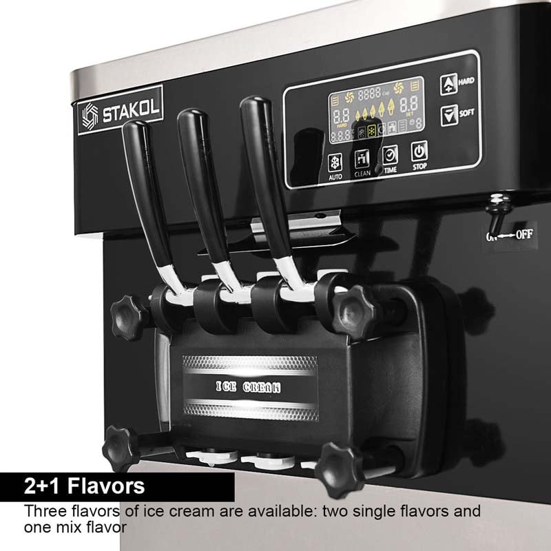 Eletriclife 2200W Commercial 3 Flavor Ice Cream Stainless Steel Machine