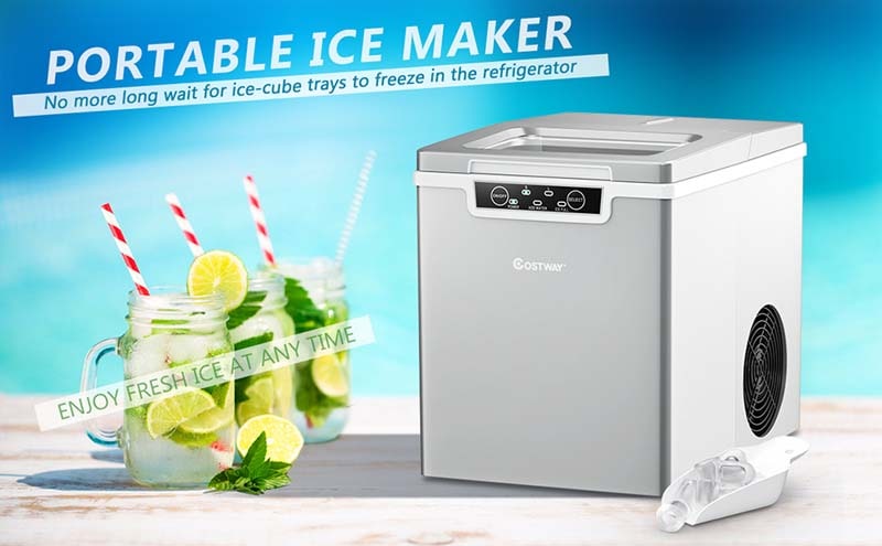 Eletriclife 26Lbs/24H Portable Ice Maker Machine with Scoop and Basket