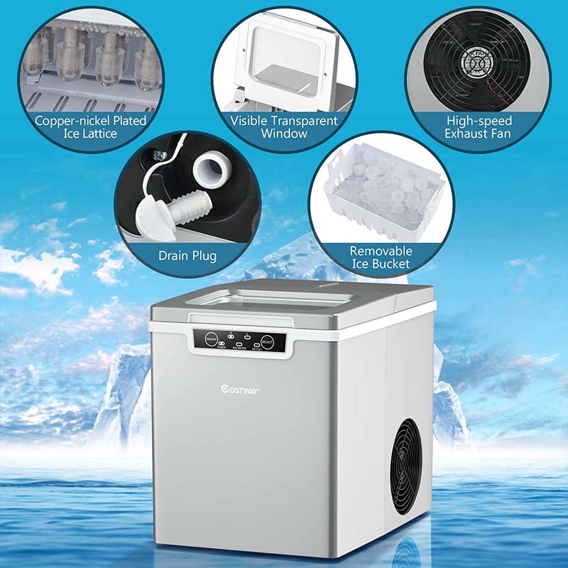 Eletriclife 26Lbs/24H Portable Ice Maker Machine with Scoop and Basket