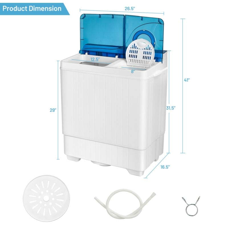 Eletriclife 26 Pound Portable Semi-automatic Washing Machine