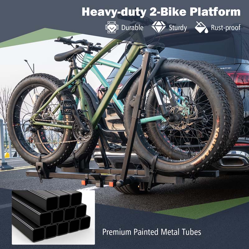 Eletriclife 2 Inch Hitch Mount Bike Rack 2-Bike Platform Style Carrier with Tilt-able Design