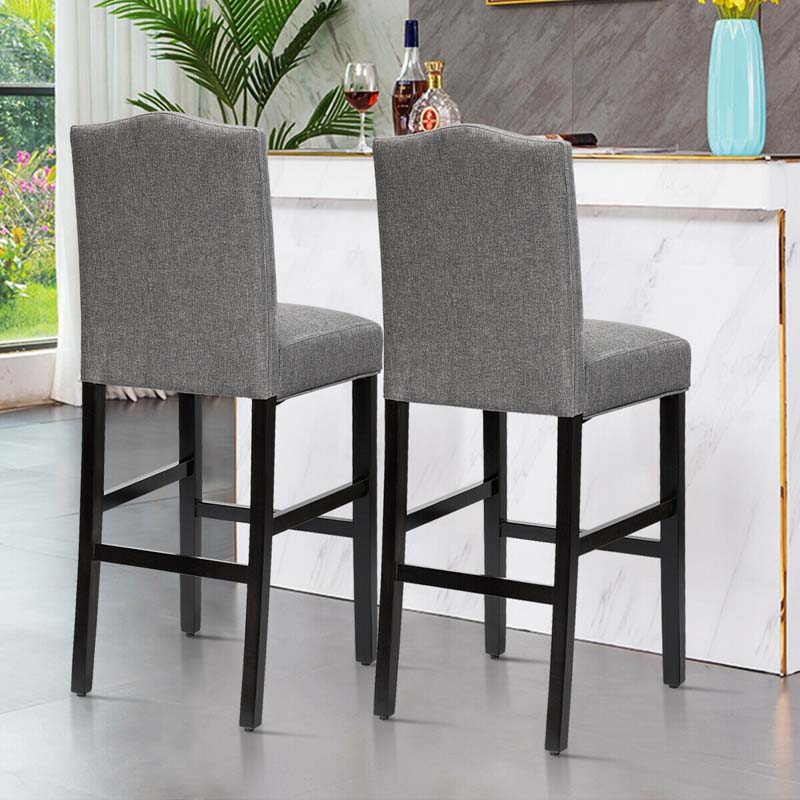 Eletriclife 2 Pcs Bar Stools 30 Inch Upholstered Kitchen Nailhead Bar Chairs