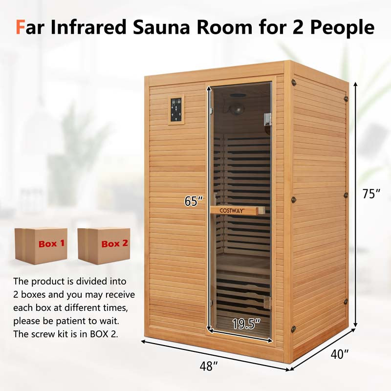 Eletriclife 2 People Far Infrared Wooden Sauna Room for Home