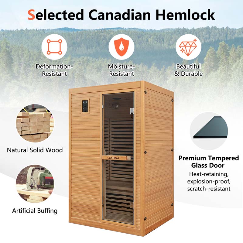 Eletriclife 2 People Far Infrared Wooden Sauna Room for Home