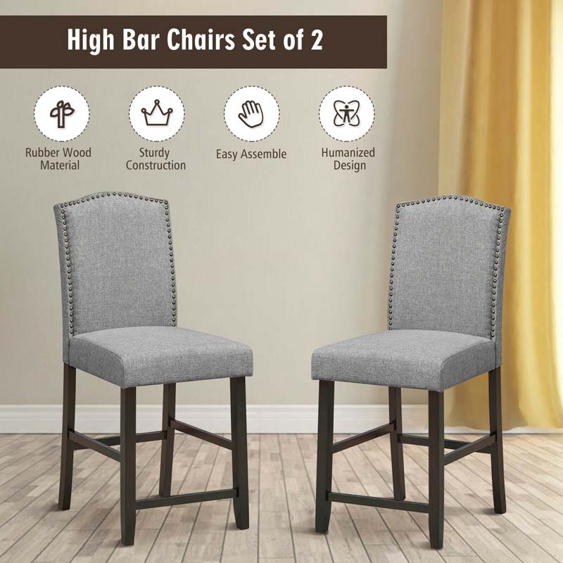 Eletriclife 2 Pieces Fabric Nail Head Counter Height Dining Side Chairs Set