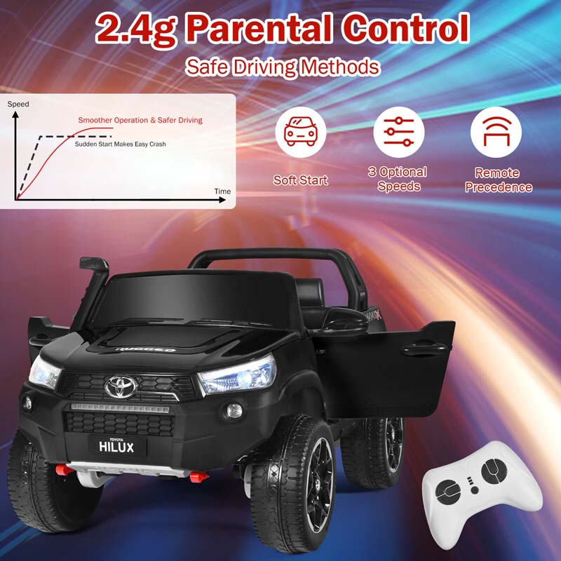 Eletriclife 2x12V Licensed Toyota Hilux Ride On Truck Car 2-Seater 4WD with Remote