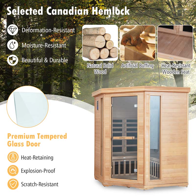 Eletriclife 3-5 People Far Infrared Wooden Sauna Room for Home