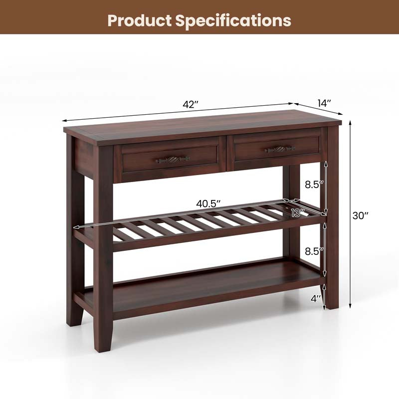 Eletriclife 3-tier Console Table with 2 Drawers for Living Room Entryway