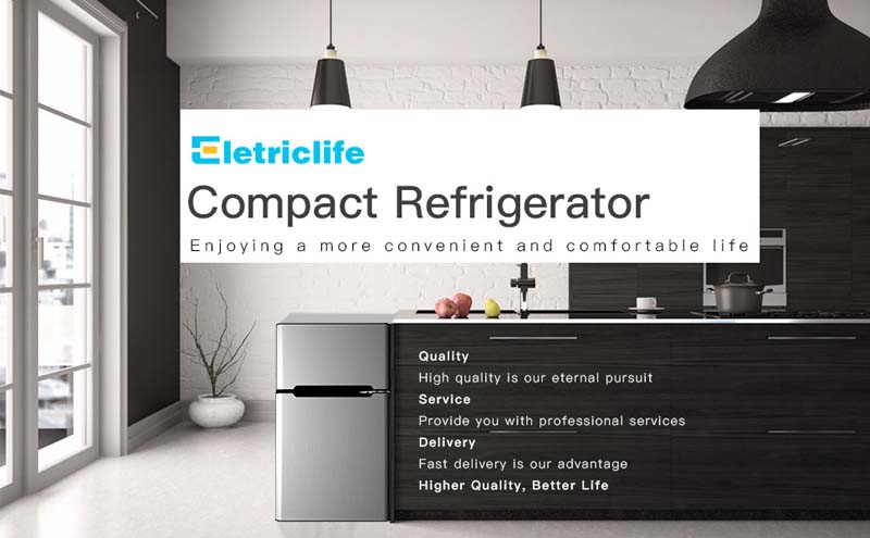 Eletriclife 3.2 cu ft. Compact Stainless Steel Refrigerator