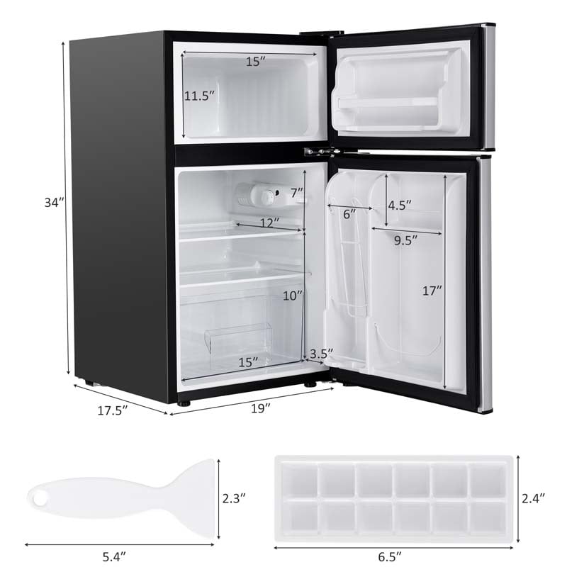 Eletriclife 3.2 cu ft. Compact Stainless Steel Refrigerator