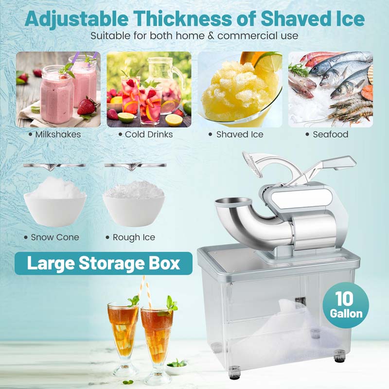 Eletriclife 300W Commercial Ice Crusher with Dual Blades and Safety Switch
