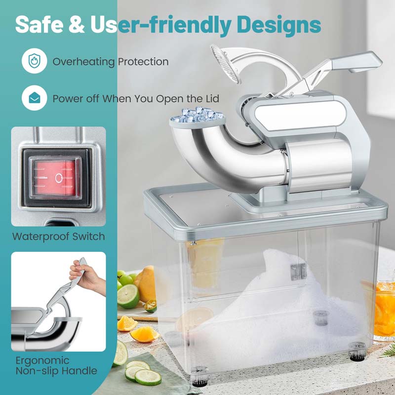 Eletriclife 300W Commercial Ice Crusher with Dual Blades and Safety Switch