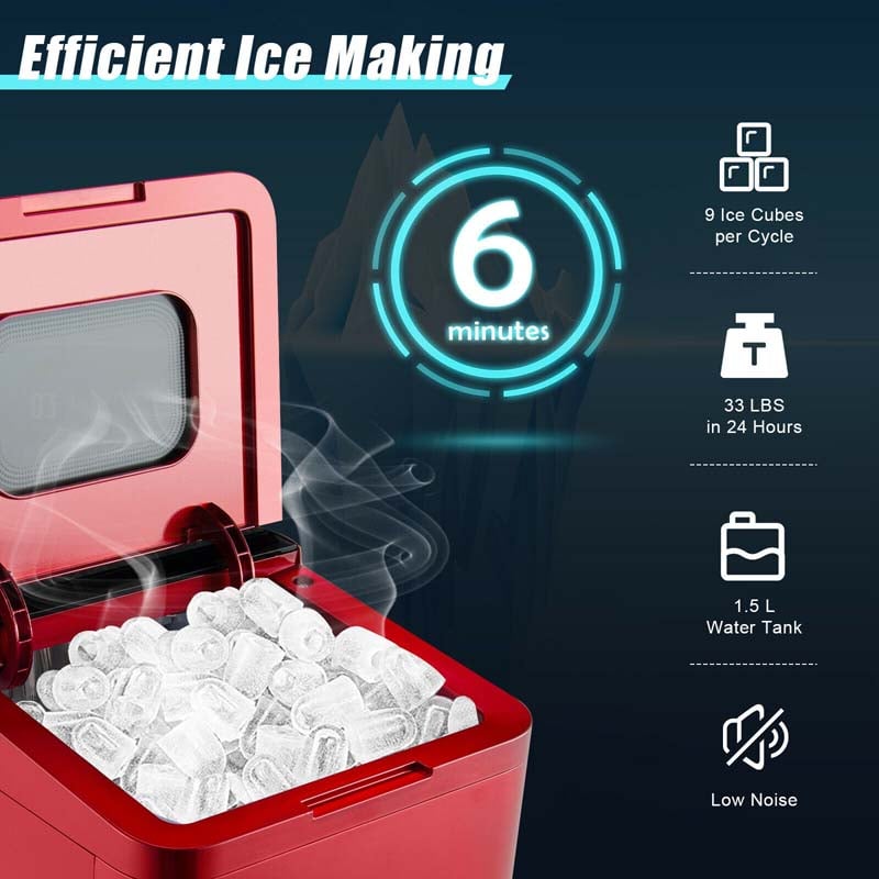 Eletriclife 33 LBS/24 H Ice Maker Machine with Scoop and Basket