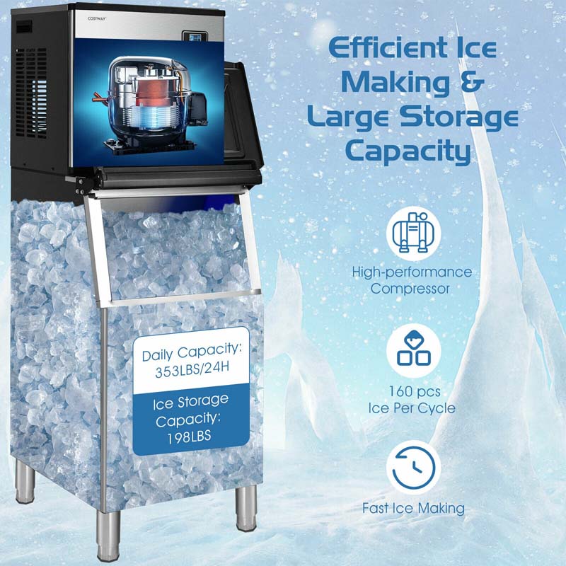 Eletriclife 353LBS/24H Split Commercial Ice Maker with 198 LBS Storage Bin