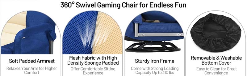 Eletriclife 360-Degree Swivel Gaming Floor Chair with Foldable Adjustable Backrest