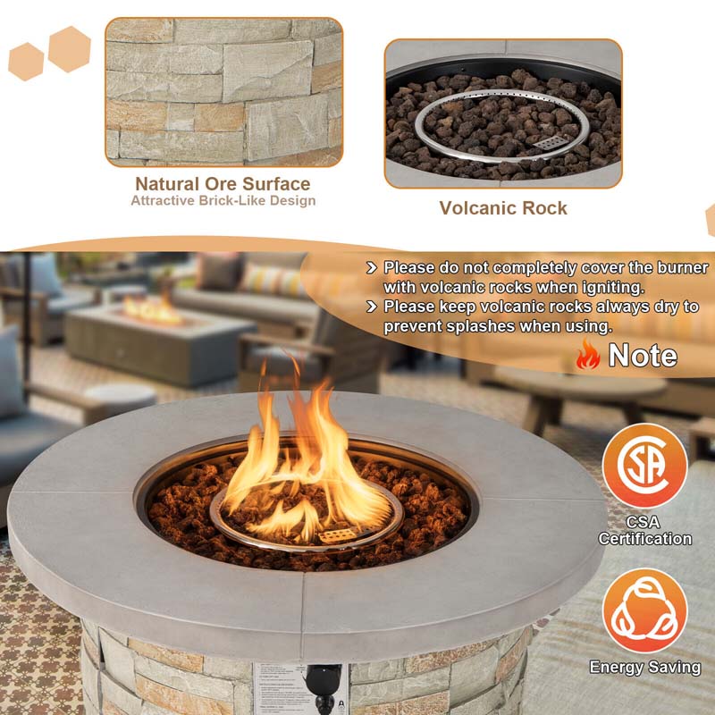 Eletriclife 36 Inch Propane Gas Fire Pit Table with Lava Rock and PVC cover