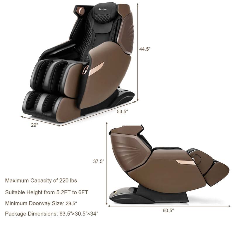 Eletriclife 3D SL-Track Electric Full Body Zero Gravity Shiatsu Massage Chair with Heat Roller
