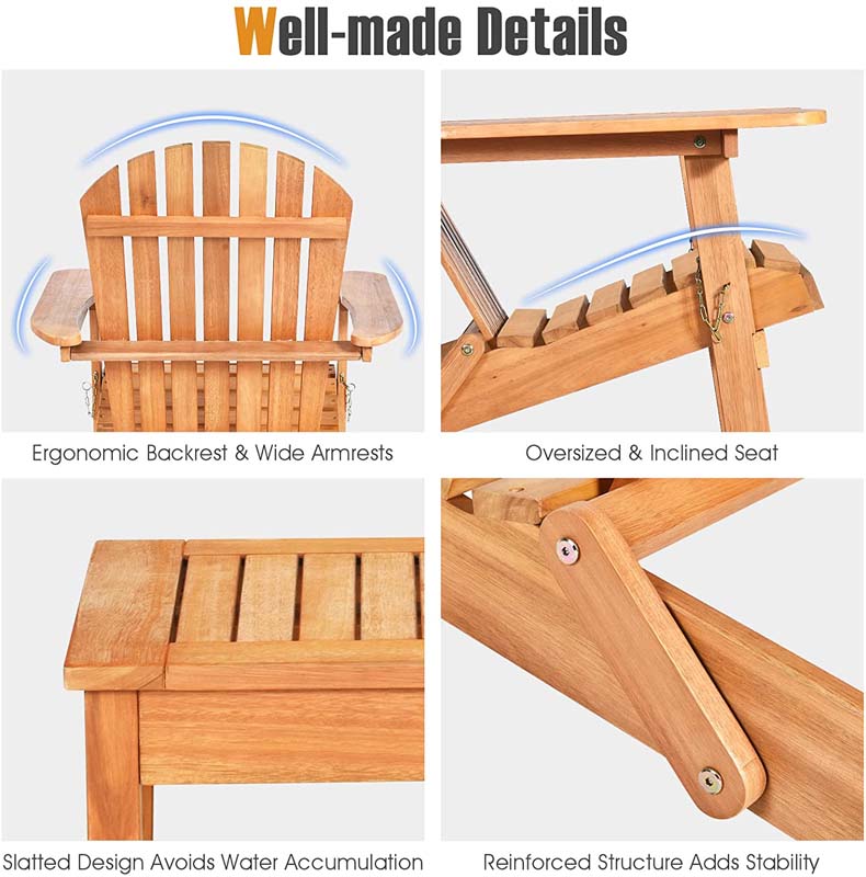 Eletriclife 3 Pieces Adirondack Chair Set with Widened Armrest