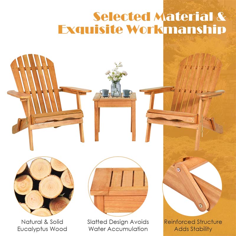 Eletriclife 3 Pieces Adirondack Chair Set with Widened Armrest