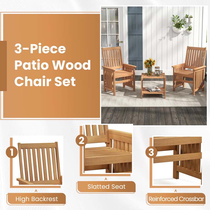 Eletriclife 3 Pieces Patio Furniture Set with 1.5 Inch Umbrella Hole