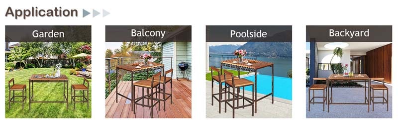 Eletriclife 3 Pieces Patio Rattan Wicker Bar Dining Furniture Set