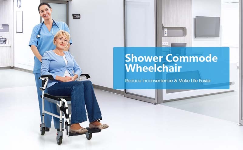 chairliving 4-in-1 Bedside Commode Chair Commode Wheelchair with Detachable Bucket