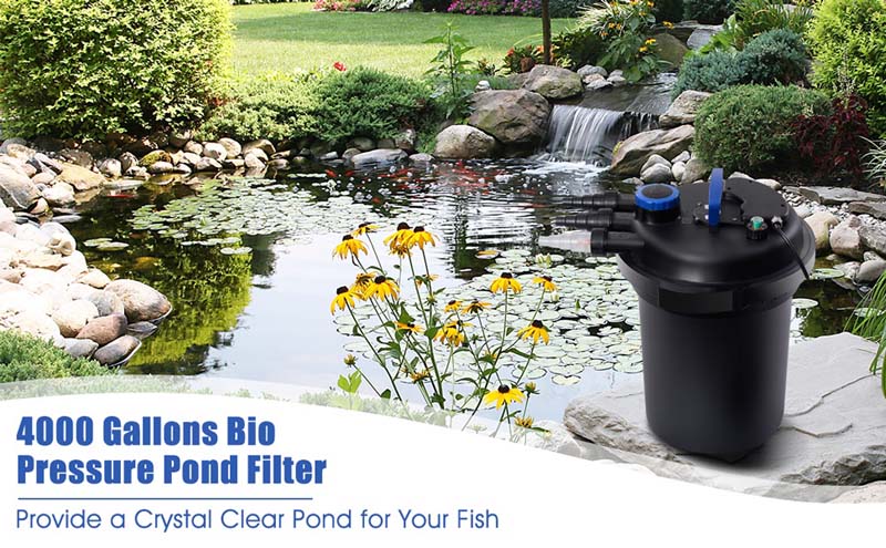 Eletriclife 4000 Gallons Pond Pressure Bio Filter with 13W UV Light