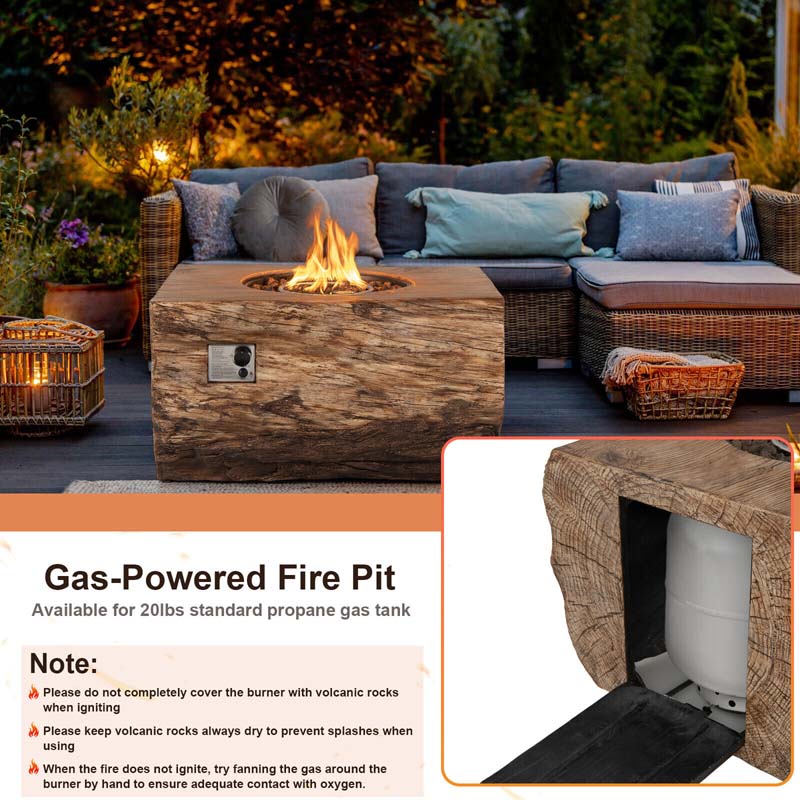 Eletriclife 40 Inch Rectangle Propane Fire Pit Table Wood-Like Surface