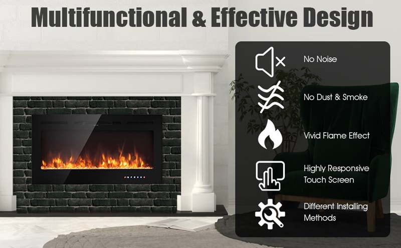 Eletriclife 40 Inches Recessed Electric Fireplace