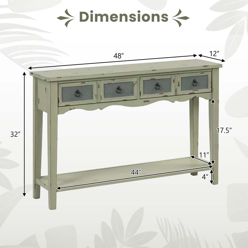 Eletriclife 48 Inch Farmhouse Console Table with 2 Drawers and Open Storage Shelf