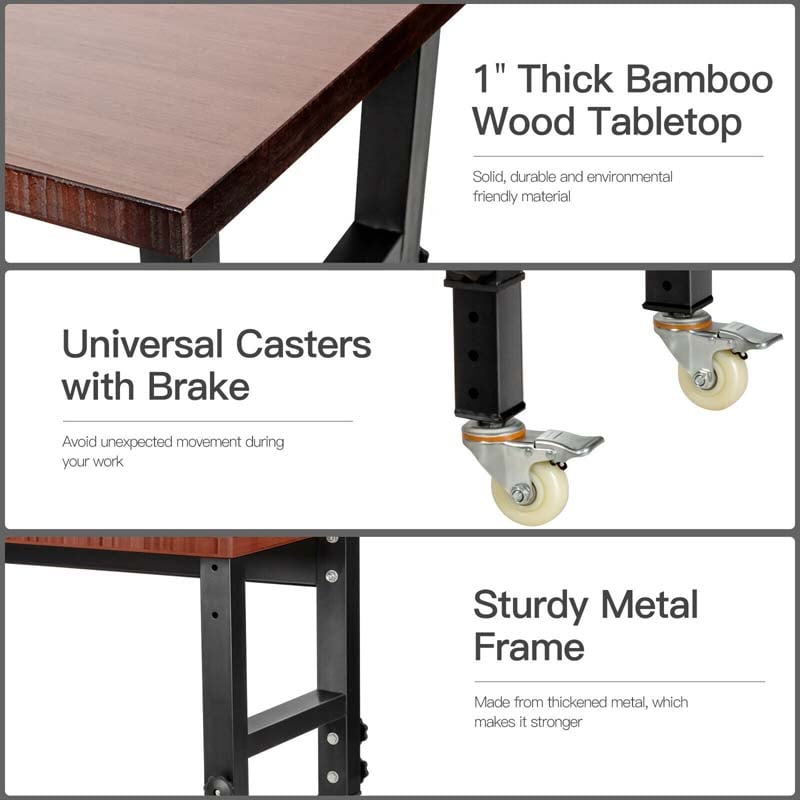 Eletriclife 48"×24" Adjustable Height Mobile Workbench with Caster