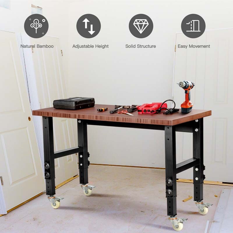 Eletriclife 48"×24" Adjustable Height Mobile Workbench with Caster