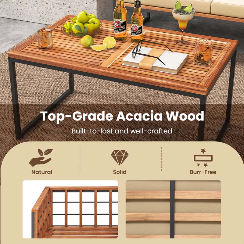 Eletriclife 4 Pieces Acacia Wood Outdoor Sofa Set