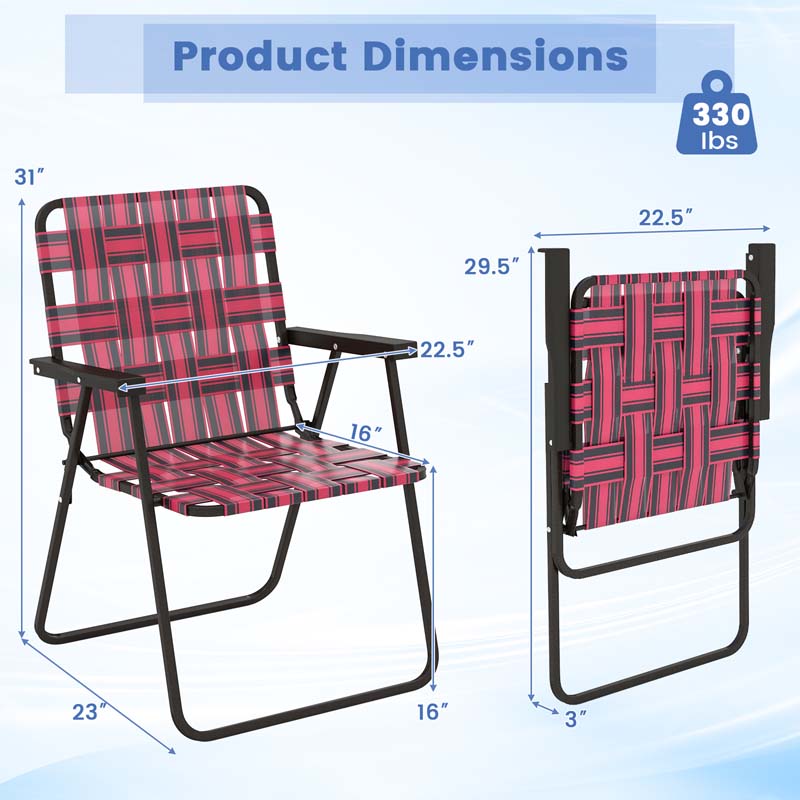 Eletriclife 4 Pieces Folding Beach Chair Camping Lawn Webbing Chair