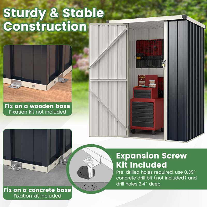 Eletriclife 4 x 3 FT Metal Outdoor Storage Shed with Lockable Door