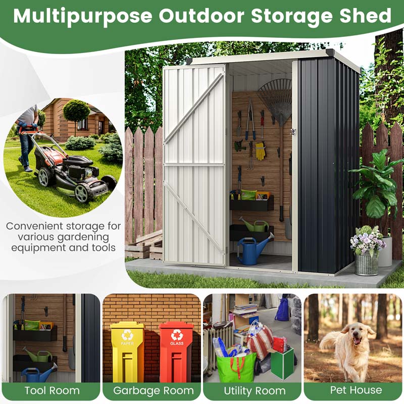 Eletriclife 4 x 3 FT Metal Outdoor Storage Shed with Lockable Door