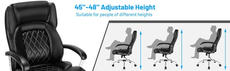 Eletriclife 500 Lbs Height Adjustable Office Chair with Metal Base