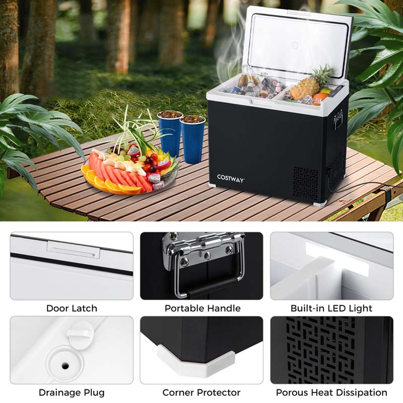 Eletriclife 53QT Portable Dual Zone 12V Car Refrigerator Compressor Fridge Freezer