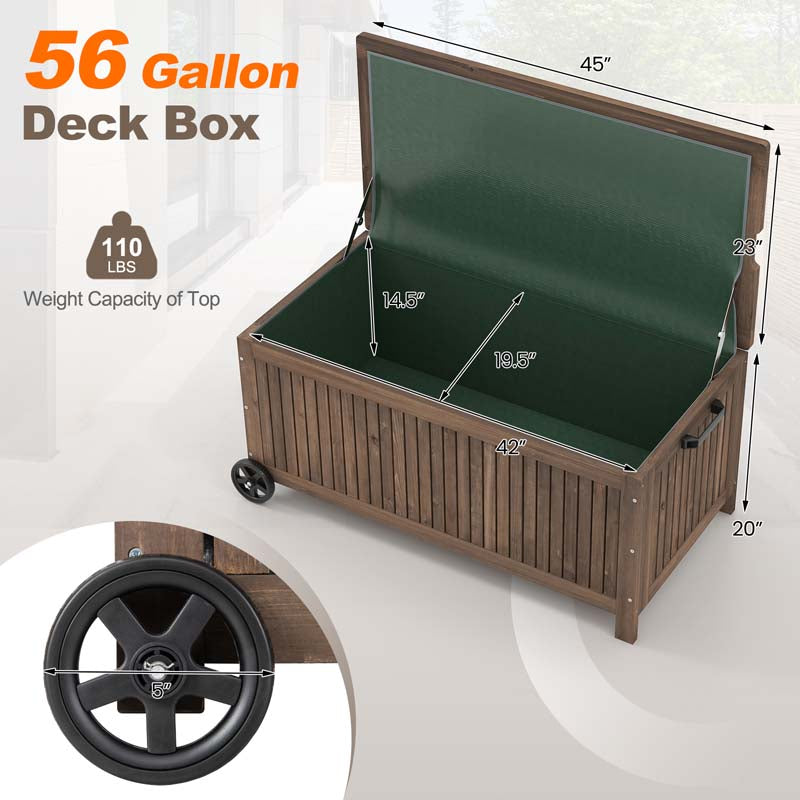 Eletriclife 56-Gallon Wood Deck Box with Removable Waterproof PE Liner