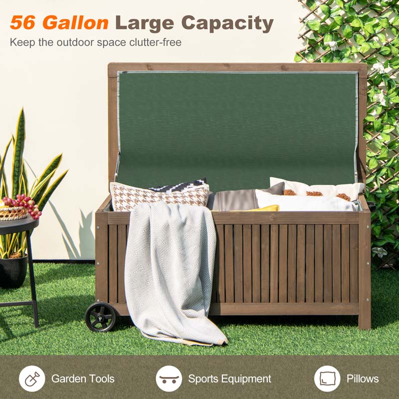 Eletriclife 56-Gallon Wood Deck Box with Removable Waterproof PE Liner