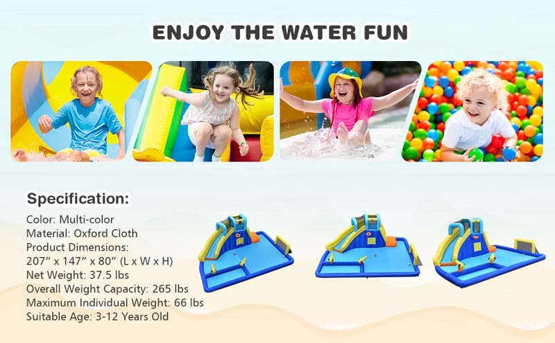 Eletriclife 6-in-1 Inflatable Water Slide Jumping House without Blower
