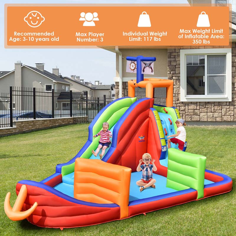 Eletriclife 6-in-1 Kids Pirate Ship Water Slide Inflatable Bounce House with Water Guns