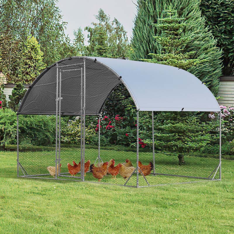 Eletriclife 6.2 Feet Large Metal Chicken Coop Outdoor Galvanized Dome Cage with Cover