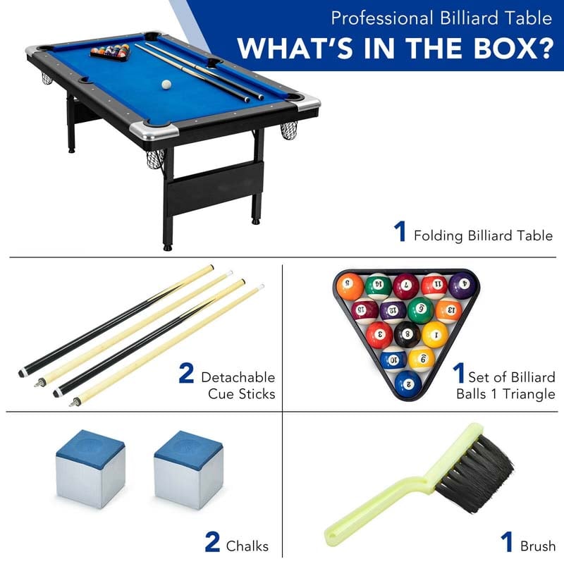 Eletriclife 6 Feet Foldable Billiard Pool Table