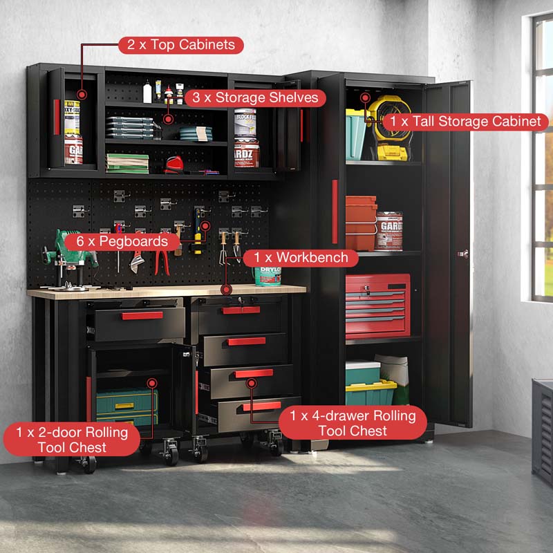 Eletriclife 6 Pieces Garage Cabinets and Storage System Set