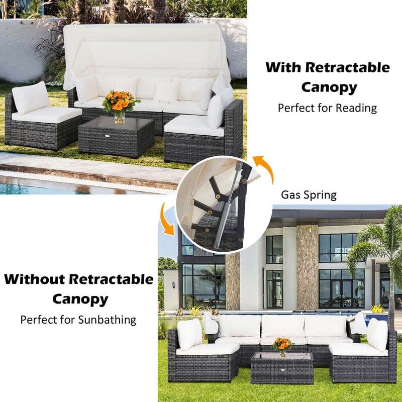Eletriclife 6 Pieces Outdoor Patio Retractable Canopy Furniture Set