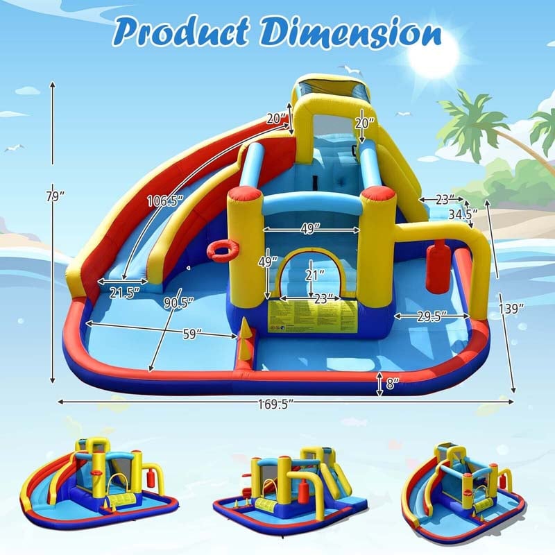 Eletriclife 7-in-1 Inflatable Water Slide Bounce Castle Without Blower