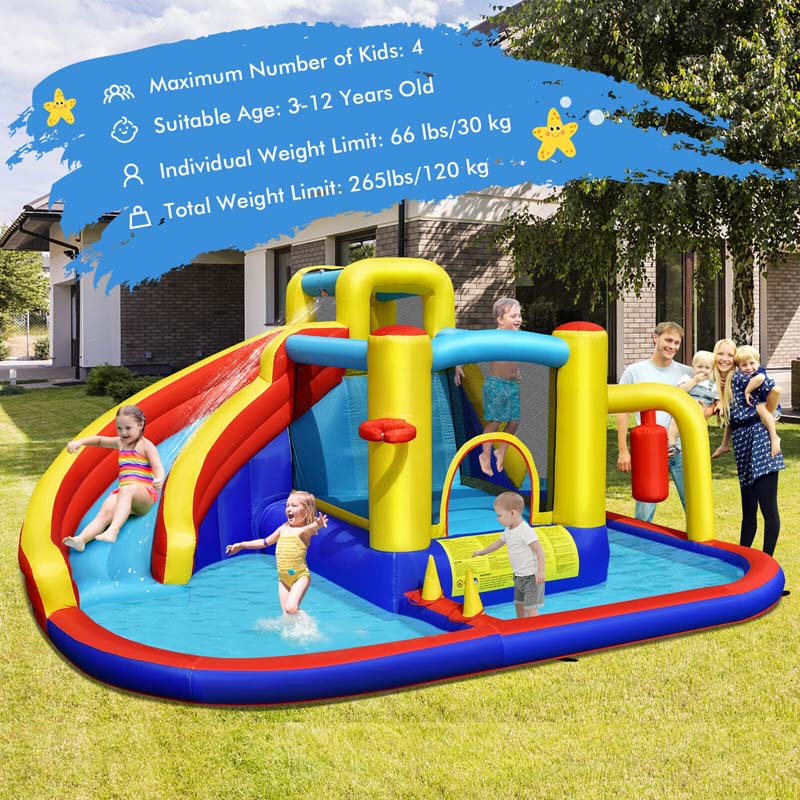 Eletriclife 7-in-1 Inflatable Water Slide Bounce Castle Without Blower