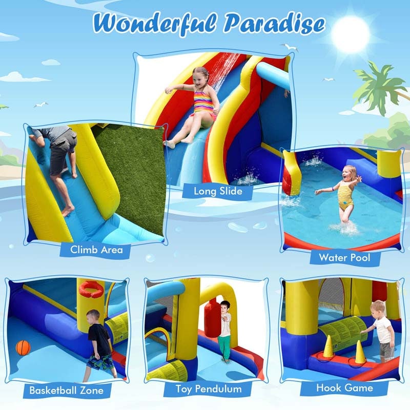 Eletriclife 7-in-1 Inflatable Water Slide Bounce Castle Without Blower