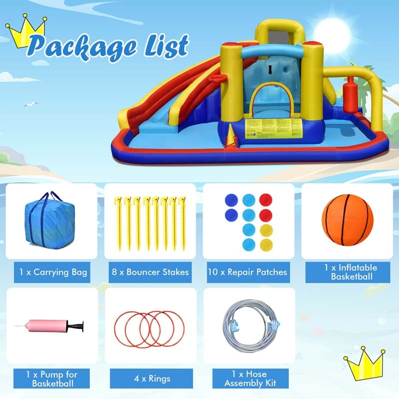 Eletriclife 7-in-1 Inflatable Water Slide Bounce Castle Without Blower